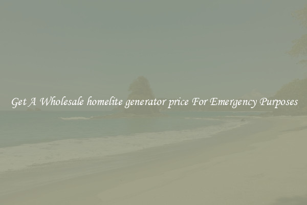 Get A Wholesale homelite generator price For Emergency Purposes